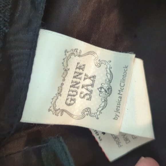 Vtg Y2K Gunne Sax Black Strapless Ruched Bodycon With Ruffle Party Dress Sz XS - Picture 2 of 9